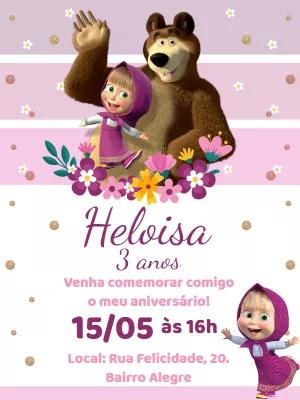 Convite de Aniversário Masha e o Urso para Editar Online