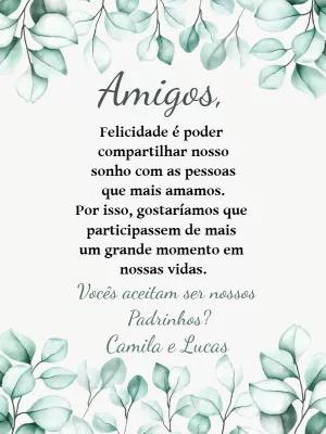 Convite Padrinhos de Casamento Folhas para Editar Online