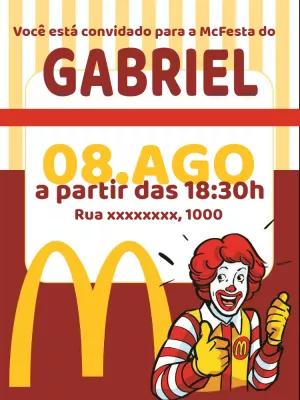 Convite de Aniversário McFesta do McDonalds para Editar Online