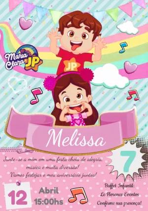 Convite Aniversário Maria Clara e JP para Editar Online