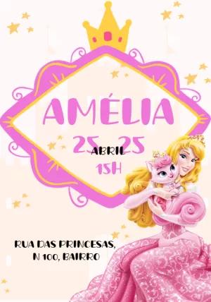 Convite Aniversário Princesa Aurora para Editar Online