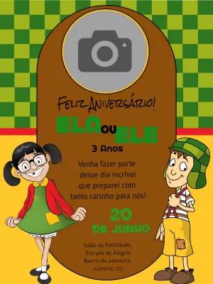 Convite de Aniversário Chaves com Foto para Editar Online