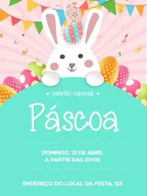 Convite de Páscoa com Coelhinho Fofo para Editar Online
