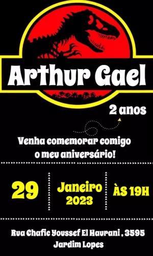 Convite de Aniversário Jurassic Park para Editar Online