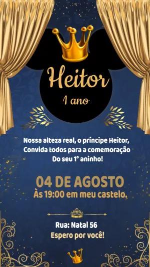 Convite Aniversário Mickey Príncipe Realeza para Editar Online