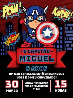 Convite Aniversário Capitão América Toy para Editar Online