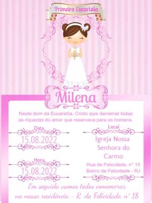 Convite Primeira Eucaristia Menina para Editar Online