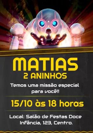Convite de Aniversário Robô Futurista para Editar Online