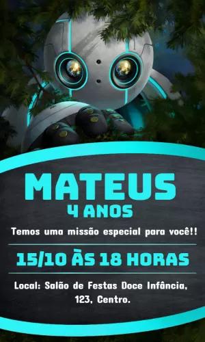 Convite Aniversário Robô Selvagem para Editar Online