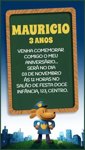 Convite Aniversário Dog Man para Editar Online