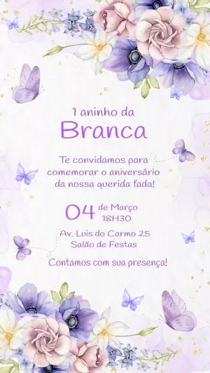 Convite Aniversário Jardim Encantado com Borboletas para Editar