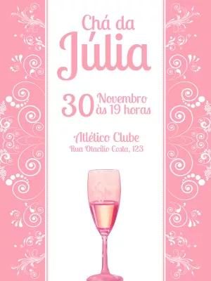 Convite Chá de Panela Rosa Elegante para Editar Online