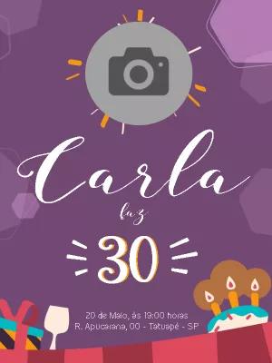 Convite de Aniversário Feminino com Foto para Editar Online