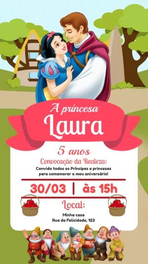 Convite Aniversário Branca de Neve para Editar Online