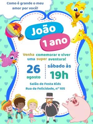 Convite Aniversário Mundo Bita com Personagens para Editar