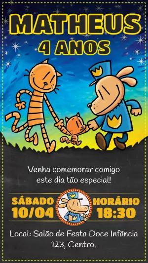 Convite de Aniversário Homem Cão para Editar Online
