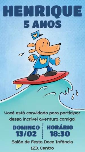 Convite de Aniversário Homem Cão para Editar Online