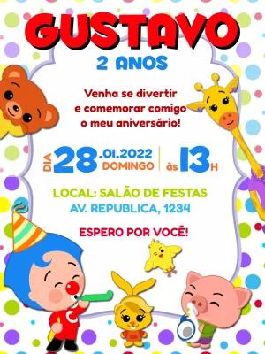 Convite de Aniversário Plim Plim e sua Turma para Editar Online