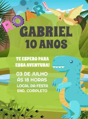 Convite de Aniversário Dinossauro Baby para Editar Online