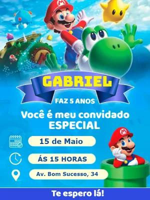 Convite de Aniversário Super Mario com Personagens para Editar