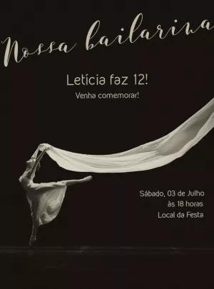Convite Aniversário Bailarina Elegante para Editar Online
