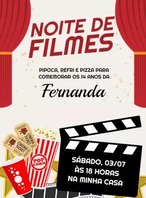 Convite Aniversário Noite de Filmes para Editar Online