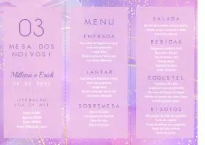 Cardápio de Casamento Lilás Moderno para Editar Online
