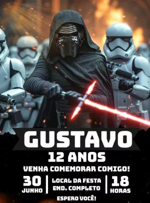Convite Aniversário Star Wars Kylo Ren para Editar Online