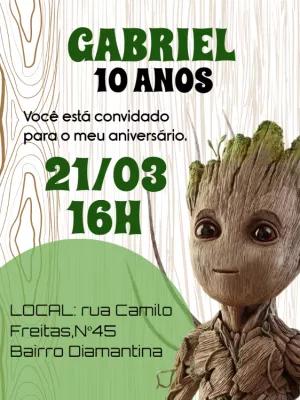 Convite de Aniversário Baby Groot para Editar Online