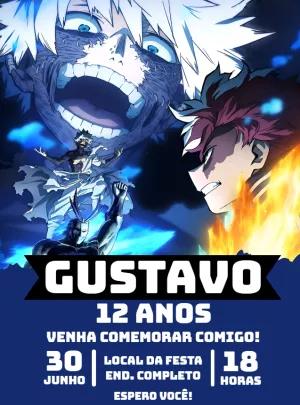 Convite Aniversário Dabi Boku no Hero para Editar Online