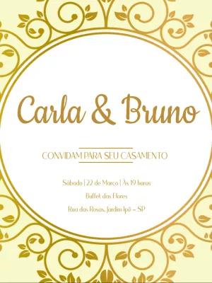 Convite de Casamento Arabescos Dourados para Editar Online