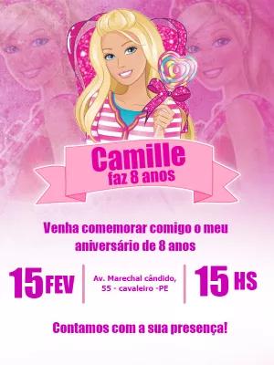 Convite de Aniversário da Barbie para Editar e Imprimir