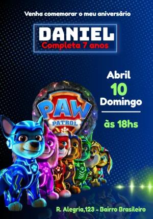 Convite Aniversário Patrulha Canina The Mighty para Editar