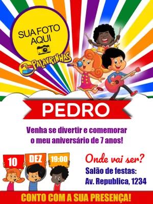 Convite Aniversário 3 Palavrinhas com Foto para Editar Online