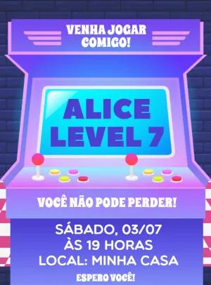 Convite Aniversário Video Game Arcade para Editar Online