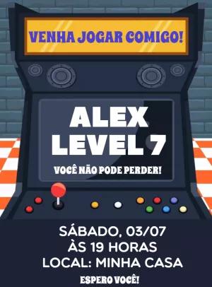 Convite Aniversário Video Game Arcade para Editar Online