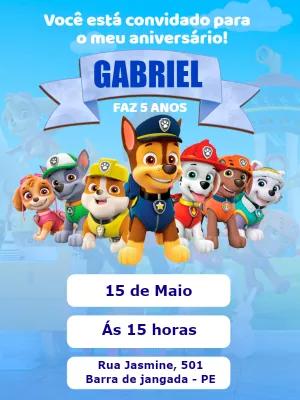 Convite de Aniversário Patrulha Canina para Editar Online