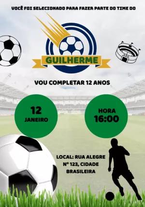 Convite de Aniversário Futebol com Escudo para Editar Online