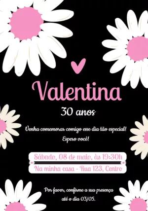 Convite de Aniversário Margaridas para Editar Online