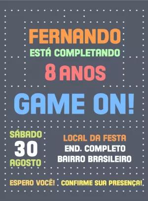 Convite Aniversário Video Game Estilo Pixel para Editar Online