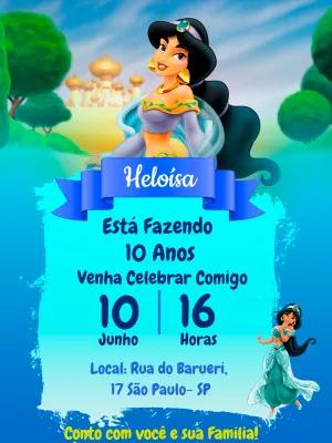 Convite de Aniversário Jasmine para Editar Online