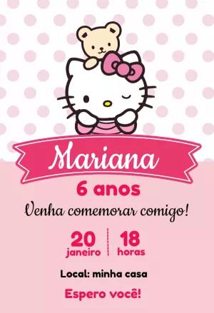 Convite de Aniversário Hello Kitty para Editar Online