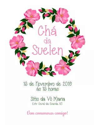 Convite de Chá de Panela Floral Delicado para Editar Online