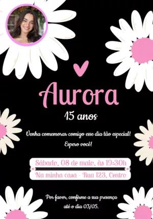 Convite Aniversário Margaridas com Foto para Editar Online