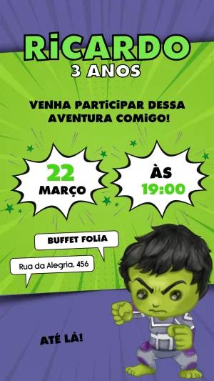 Convite de Aniversário Hulk para Editar Online e Imprimir