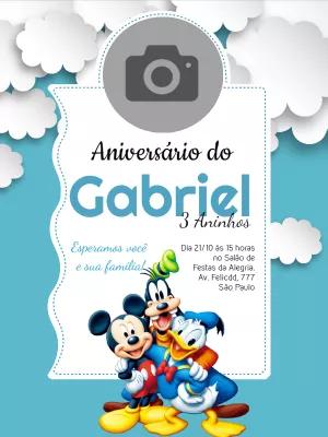 Convite de Aniversário Mickey com Foto para Editar Online