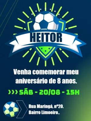 Convite de Aniversário Futebol com Escudo para Editar Online
