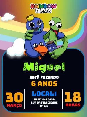 Convite de Aniversário Rainbow Friends para Editar Online