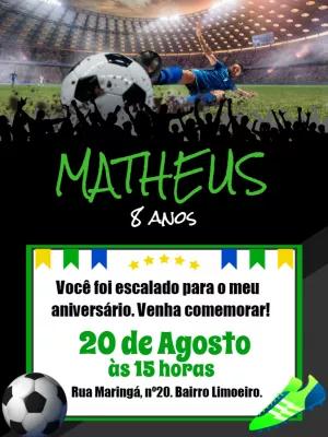 Convite de Aniversário Futebol com Jogador para Editar Online