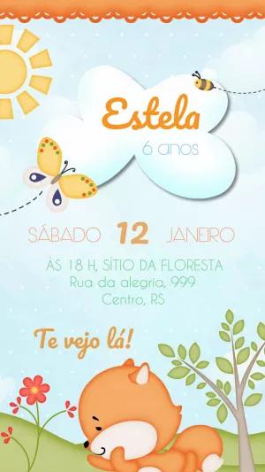 Convite Aniversário Tema Raposinha Editável Online